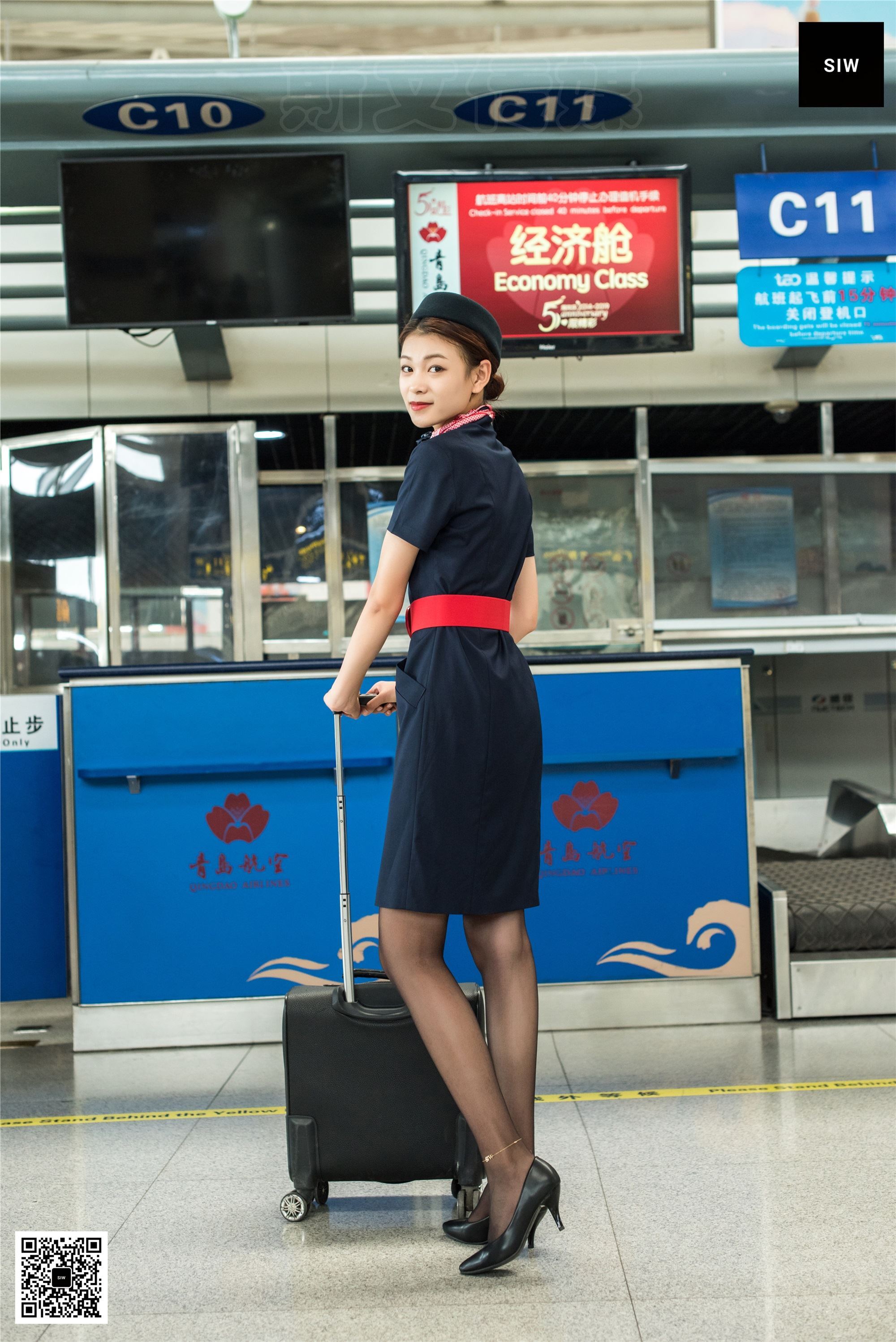 SIW斯文传媒 044 秋季空乘工装制服连衣裙帽子丝巾 - 嘉慧